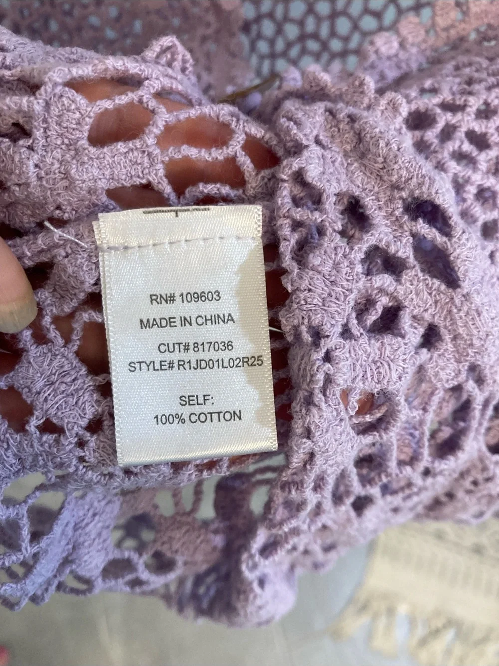 Rabbit Rabbit Rabbit Designs Purple Daisy Lace Cotton Crochet Cardigan M - Picture 6 of 6